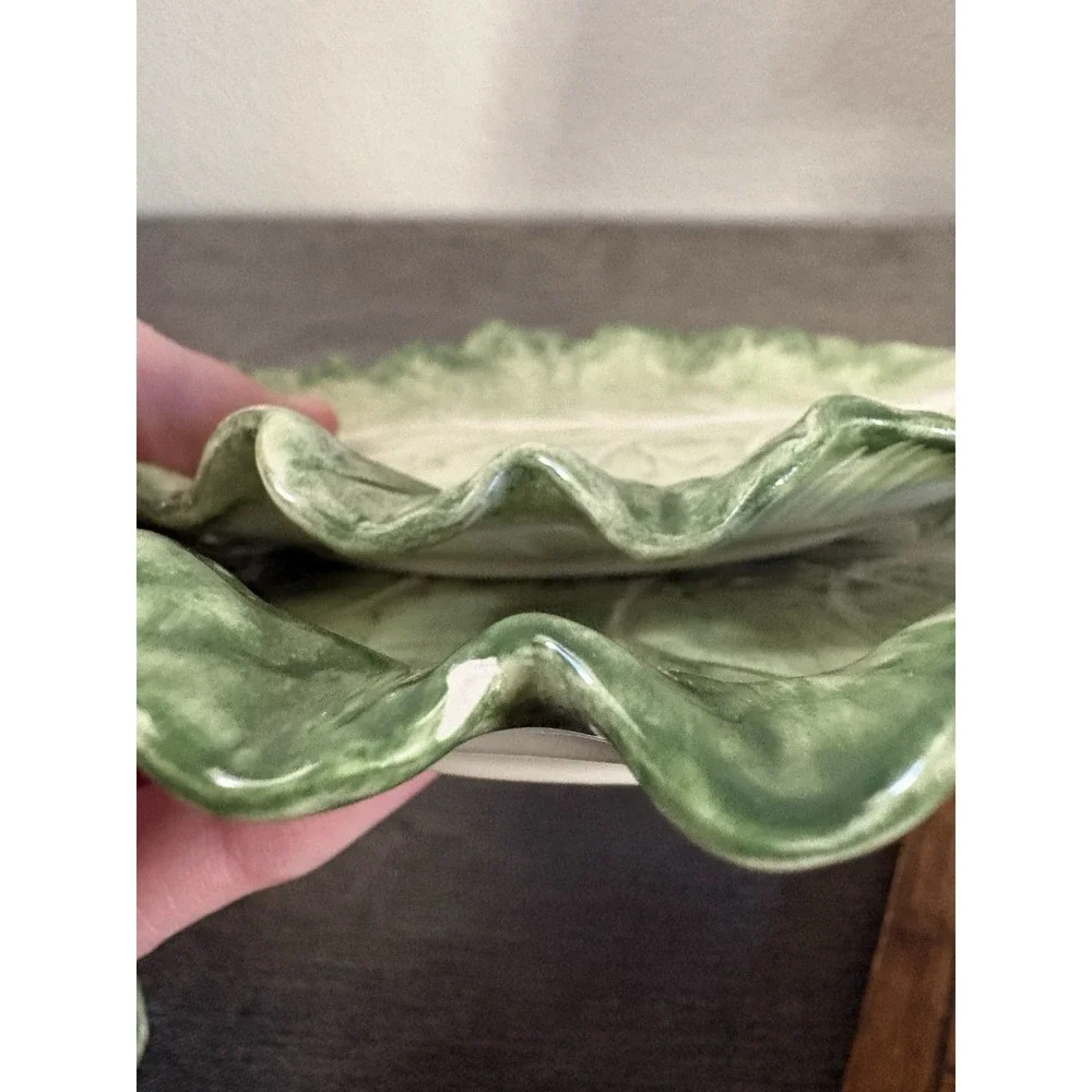 Fitz & Floyd Ironstone Set Of 2 Cabbage Leaf Appetizer Plate Vintage 7